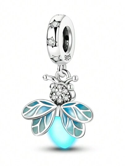 1 PC Silver Plated Charm Firefly Glowing Star Diamond Pendant Charm Pendant Ball DIY Decorative Bracelet Accessories For Fall And Winter Suitable For Bracelets DIY Women's Jewelry,Christmas Decor Gifts
