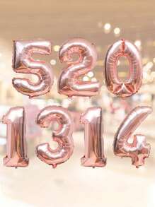 1set Number Shaped Balloon, Rose Gold Plastic Creative Decorative Balloon For Party,Christmas - Rose Gold - View 1