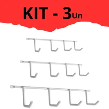 Broom And Squeegee Holder Kit With 3 Units Wall Mount With Hooks Ideal For Kitchen Bathroom And Racks - trắng - Xem 2