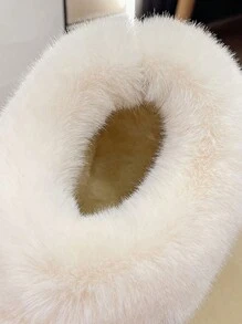 女式冬季一脚蹬雪地靴，毛绒衬里厚雪地靴