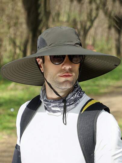 6英寸宽檐防晒帽，男女通用户外渔夫帽，适合远足、海滩、钓鱼、野生动物园、花园、草坪、划船和其他休闲活动