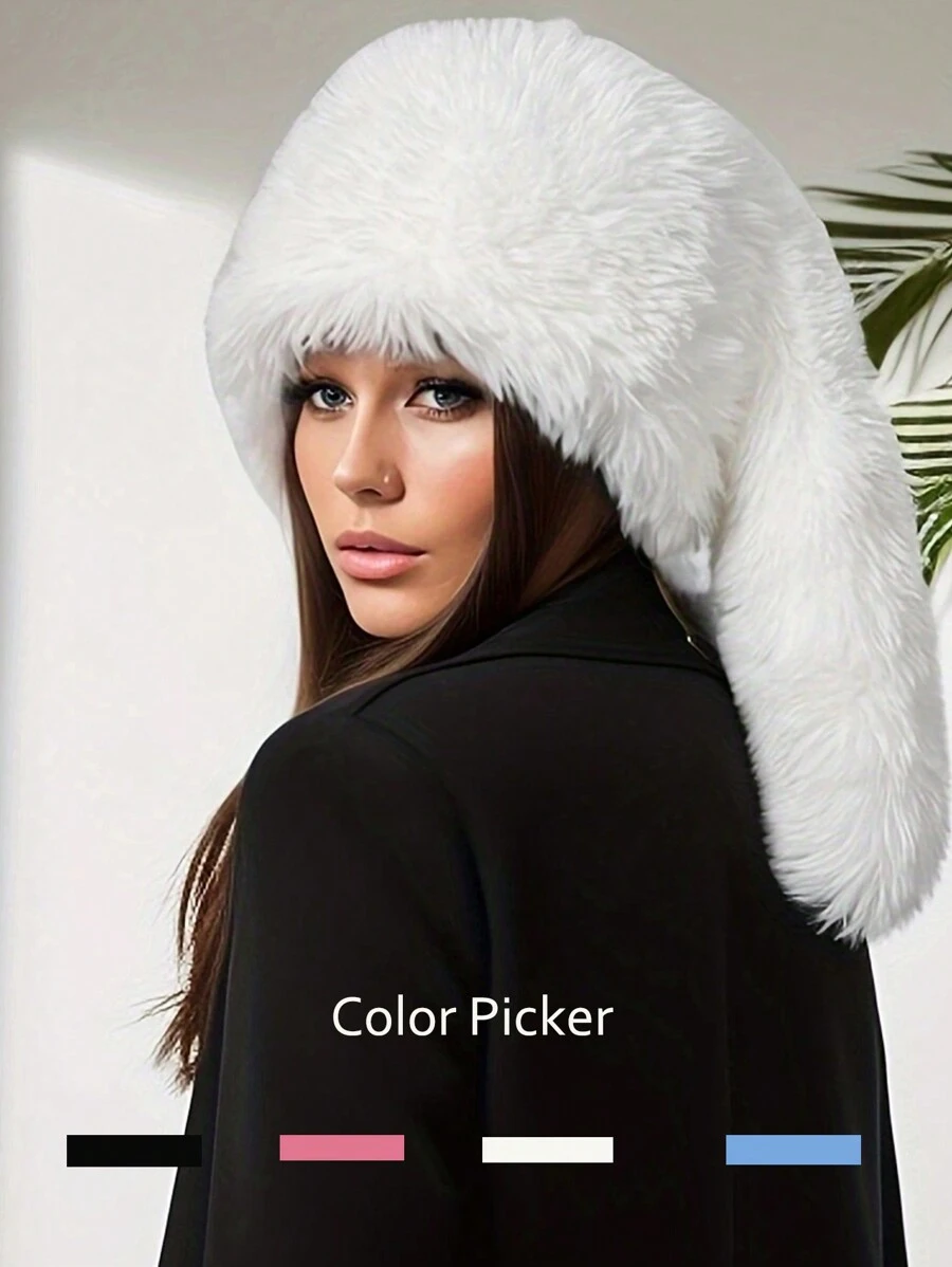 1 件可爱兔耳朵装饰毛绒温暖趣味头饰冬季秋季 - 彩色 - 查看 1