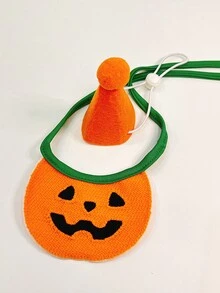 1 件宠物万圣节配饰，南瓜和鬼魂刺绣宠物围兜，万圣节装饰 - 彩色 - 查看 10