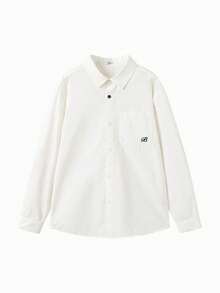 Balabala 青少年男孩衬衫，儿童长袖衬衫，刺绣上衣 - 白色 - 查看 4