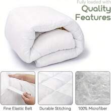 Mattress Topper Big Double 10cm Thick White, 137 X 190cm Memory Foam Mattress Cover, Soft & Fluffy Quilted Double Mattress Topper - Hypoallergenic Mattress Toppers With Elastic Straps - 137*190厘米 - 查看 7