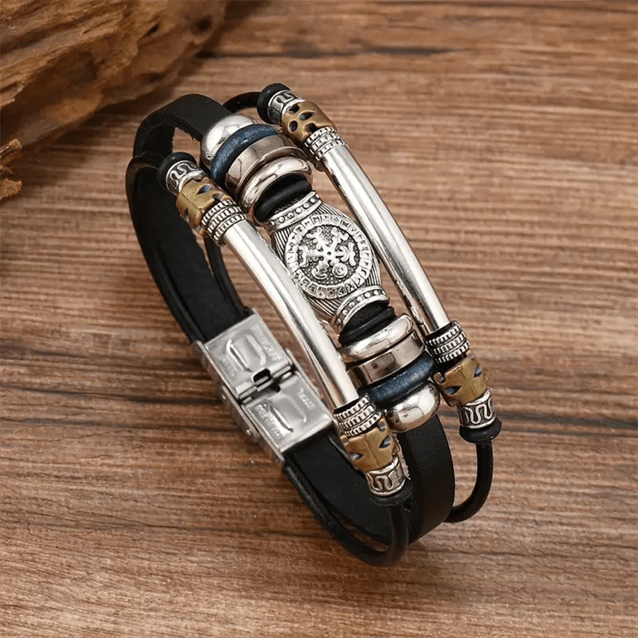 Brazalete de PU con diseño de cierre casual con aspecto vintage - Estrella - Ver 1