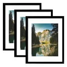 3pcs Black Matte PVC Decorative Photo Frame Set, Fits 6", 7", 8", 10", 14", 16", High-Clarity Acrylic Covering, Horizontal & Vertical Wall Mounting, Photo Paper Not Included