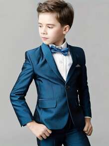 Young Boy Suit Set, Cute Formal Pageboy Outfit, Piano Performance Attire, British Style Gentleman For Spring/Autumn - Royal Blue - View 2