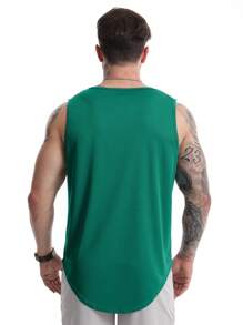 Men's Quick-Dry Breathable Sleeveless Workout Tank Top, Fitness & Running Training Shirt With Athletic Print