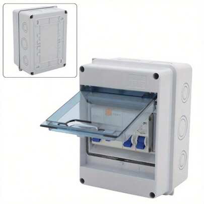 2 Way Garage Consumer Unit IP65 Weatherproof Circuit Breaker Consumer Unit Enclosure C16 30mA RCD MCB Fuse Box For Workshops Garage