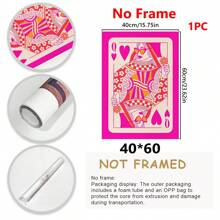 1pc Creative Canvas Hanging Poster, Jack Queen Poker Cardboard Pink Print, Canvas Wall Art, Artwork Mural, Can Be Used As Gift, Bedroom, Office, Living Room, Cafe, Bar, Wall Decor, Home And Dorm Decoration