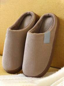 Warm Couple Slippers, Thick Non-Slip Home Slippers For Women, Suitable For Spring, Autumn And Winter, Comfortable And Lightweight Plush Winter Slippers - 咖啡棕 - 查看 2