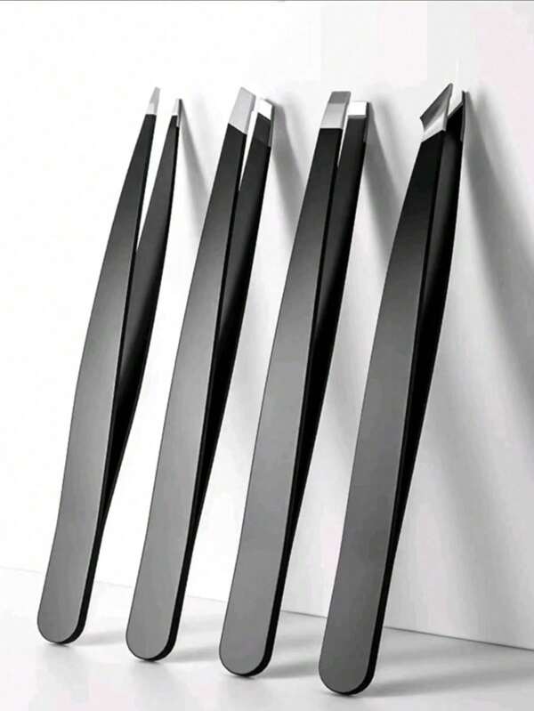 Tweezers Set - 4 Pcs Precision Tweezers Set For Eyebrows, Professional Stainless Steel Tweezers For Eyebrows - Great Precision For Facial Hair, Splinter And Ingrown Hair Removal (Black)12 Black Eyebrow Trimmers Hair Removal, Face Hair Removal, Hair Trimmer, Hair Trimmer, Barber Supplies, Haircut, Bag, Organizer, Storage, Hair Accessaries