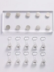 1pc Magnetic Nail Art Practice Display Stand Transparent Gold And Silver Aurora Nail Stand Acrylic Transparent Base Nail Art Display Stand Practice Tools Suitable For Beginners DIY False Nails Nail Art Salon Nail Supplies