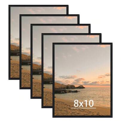 2pcs Or 5pcs 8x10in Assemble Wall Poster Frames, Suitable For Photo Wall, Black Simple Frames, Lightweight And Easy To Hang, No Cardboard Or Photo Paper Included (Frames Can Be Disassembled And Self-Assembled)