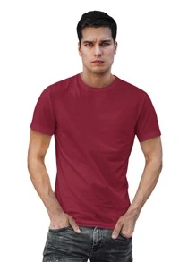 Men's Plain Basic Cotton T-Shirt - Đỏ - Xem 2