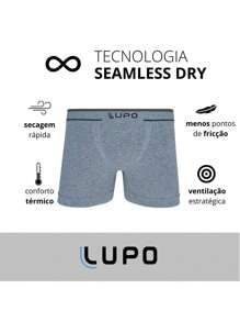 Lupo Plus Size Seamless Elastane Boxer Briefs - màu đen - Xem 5