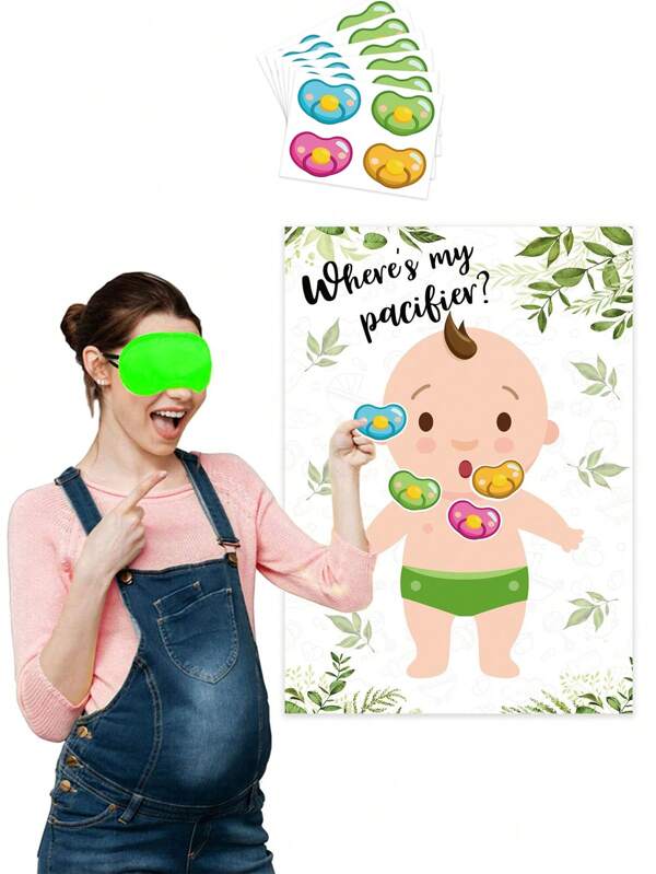 1pc Baby Gender Reveal Poster Sticker Game, Baby Shower Party Decoration Blindfold Sticker Party Game Prop Baby Shower Family Decorations Gifts