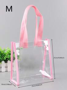 1pc Large Clear PVC Tote Bag, Makeup Shopping Bag, Jelly Bag, Gift Bag, Transparent Shoulder Handbag, Party Bag, Wedding Birthday Party Gift Bag, Craft Tote Bag, Party Favor, Birthday Decor, Party Favor Decor, Wedding Decor, Party Supplies, Stadium Certified 12*12*13 Clear Tote Bag, Suitable For Concerts, Sports Events, Festivals, Perfect For Beach Vacation, Travel And Holiday , Pink, Beach Bags - Pink - View 3