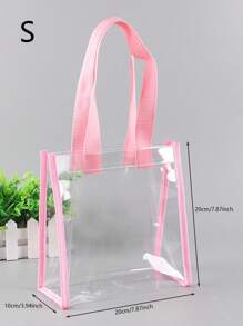 1pc Large Clear PVC Tote Bag, Makeup Shopping Bag, Jelly Bag, Gift Bag, Transparent Shoulder Handbag, Party Bag, Wedding Birthday Party Gift Bag, Craft Tote Bag, Party Favor, Birthday Decor, Party Favor Decor, Wedding Decor, Party Supplies, Stadium Certified 12*12*13 Clear Tote Bag, Suitable For Concerts, Sports Events, Festivals, Perfect For Beach Vacation, Travel And Holiday , Pink, Beach Bags - Pink - View 4