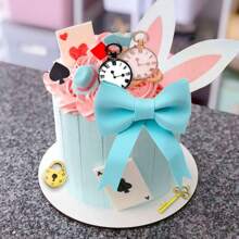 LaVenty Alice Cake Decoration Party Supplies Favors Bunny Birthday Cake Decoration Alice In Onederland Cake Topper Birthday Gender Reveal Party Decoration - Màu xanh lam - Xem 2