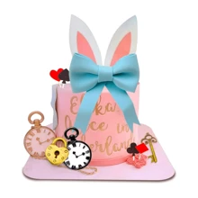 LaVenty Alice Cake Decoration Party Supplies Favors Bunny Birthday Cake Decoration Alice In Onederland Cake Topper Birthday Gender Reveal Party Decoration - Màu xanh lam - Xem 6