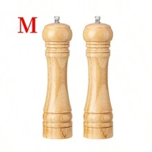 1pc/2pcs Wooden Pepper Mill & Salt Grinder Spice Jar - Beige - View 12