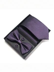 AlanKing 1 套棕色佩斯利领带、领结、口袋巾、袖扣男士礼品套装、西装配饰 - 混色 - 查看 22