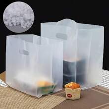 50 Pack Transparent Plastic Gift Bags With Handles - Ideal For Salads, Cakes, Pizza, Bread, Desserts, Cookies, And Candy - Perfect For Weddings, Birthdays, And Parties