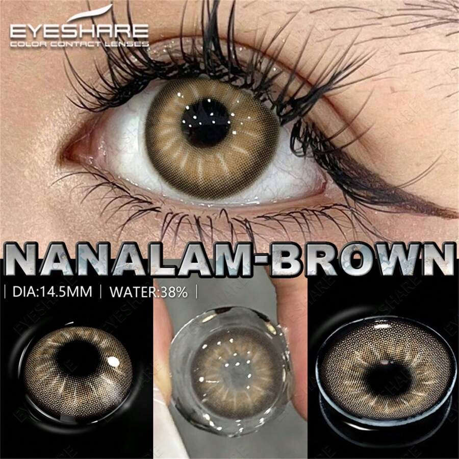 Eyeshare 1 Paar farbige Kontaktlinsen für Augen, blaue Augenlinsen, graue Pupillen, braune