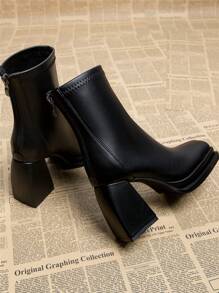 2026 Autumn New Arrival Women's Elegant Boots, Chunky Heel High Heels, Versatile Casual Fashion Short Boots