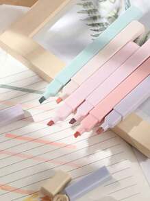 Set de 6 piezas/12 piezas de resaltadores, bolígrafos marcadores de punta cincel para estudiar, tomar notas, bolígrafos marcadores de punta cincel suave y leve, suministros de papelería, resaltadores cuadrados estéticos (color aleatorio), de vuelta a la escuela - Multicolor - Ver 2