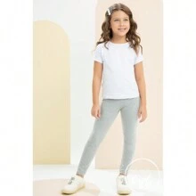 Kit 3 Legging Cotton Trousers For Children, Youth, Girls, Sizes 1 To 16 - 灰色 - 查看 3