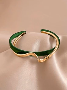 1 pieza Brazalete de onda de moda para mujer, material de acero inoxidable y resina, regalo para fiesta de cumpleaños u ocasión festiva - Blanco - Ver 8