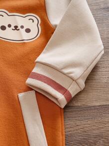 1件男婴卡通熊印花休闲连体衣套装