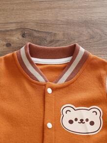 1件男婴卡通熊印花休闲连体衣套装