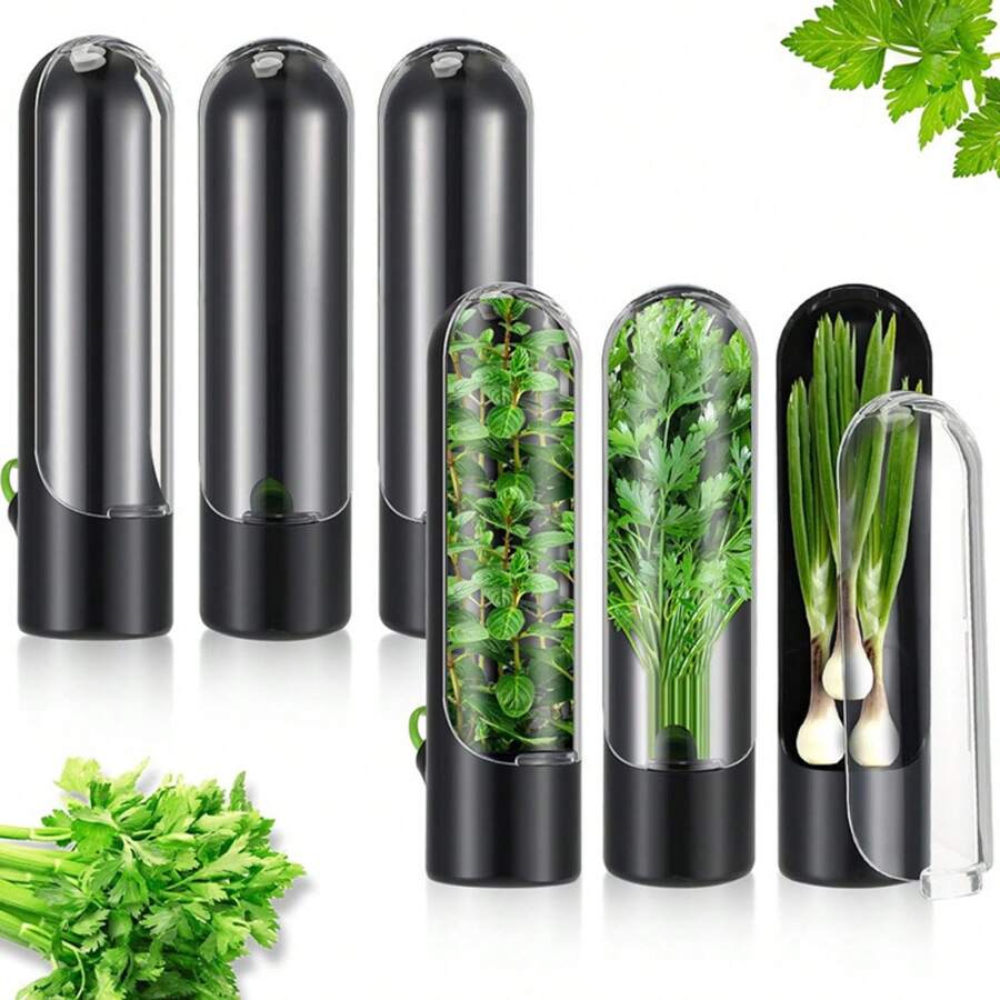 Herb Saver For Refrigerator, Herb Saver Pod, Vegetable Preservation Bottle, Fresh Herb Keeper For Cilantro, Mint, Parsley, Asparagus, Keeps Greens Fresh For 2-3 Weeks