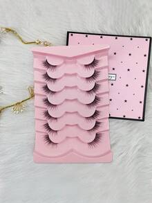 Half Lashes 7 Pairs Wispy Cat Eye Half Eyelashes Natural Look Soft False Lash Handmade Faux Mink Fake Eyelashes For All Occasions Parties And Daily Use