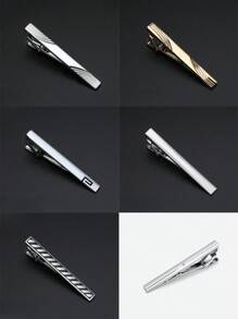 5pcs Men Fashion Personalized Versatile Tie Clips, Silver Business Casual Tie Pin Suitable For Formal Suit Wear Men Necktie