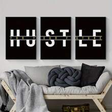 Framed 3 Piece Hustle For Your Future Canvas Art Set Motivational Wall Decor Inspirational Cavnas Wall Art Hustle Posters Prints Modern Artwork Ideal Gift For Bedroom Living Room Corridor Home Decoration - 黑色 - 查看 3
