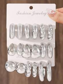 Juego de 18 piezas de pendientes de aro de moda para mujeres, ideal para fiestas, citas, vacaciones, joyería de estilo minimalista