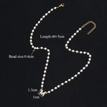 1 chiếc vòng cổ hạt ngọc trai giả đính đá Zirconia đơn giản thời trang dành cho nữ - trắng - Xem 2