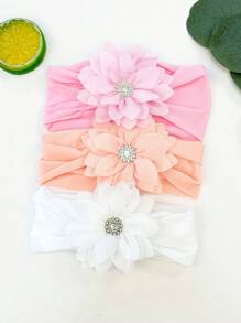3 件/套 婴儿糖果色 3.5 英寸花朵蝴蝶结头带 适合幼儿 弹性好 柔软宽尼龙头带 适合婴儿 - 頭帶 - 查看 3