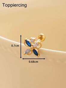Toppiercing 1 件简约奢华铜锆石花朵不锈钢耳钉 - ear stud - 查看 20