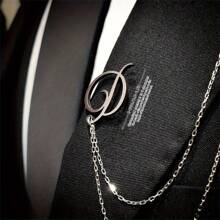 1Pc Personalized Chain Letter Lapel Pin, Jewelry For Men And Suits Customized Jacket Chain Brooch, Business Style, Groomsmen Brooch, Name Pin Wedding Gift For Groom, Christmas Gifts Engraved, Stainless Fashion ,Vintage,Contracted,Fall Fashion,Stylish,Unisex,Old Money Custom,Personalized,Unique,Customized Ideal Gifts For Him Family,Grandparents,Children,Boyfriend For Graduation,For Weddings,For Christmas,For Winter,For Fall/Autumn,For Holiday Finds,Winter Fashion,Christmas Gift,Christmas Decorations,Personalized Christmas Ornaments,Personalized Gifts For Women/Men,Christmas Accessories,Chic Autumn,Apparel Accessories,Customized Brooch,Forest Tones