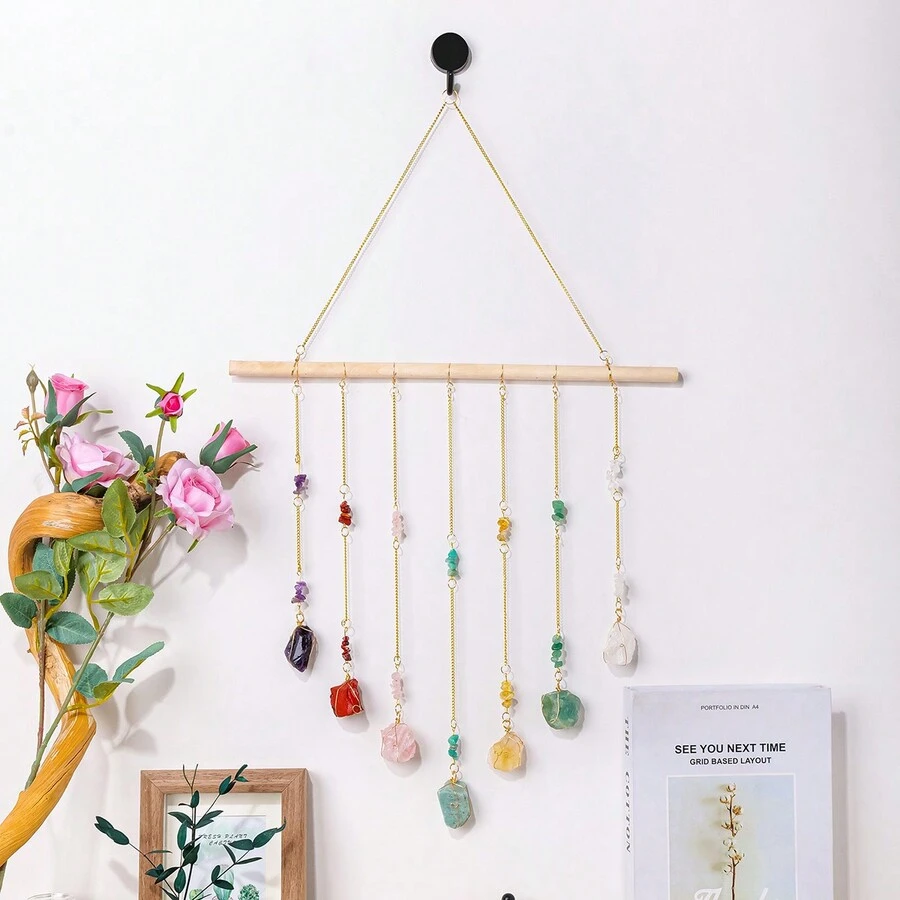 1 Mặt dây chuyền pha lê tự nhiên Chakra Mặt dây chuyền đá chữa bệnh thô Yoga Chakra Năng lượng Đá quý Quà tặng trang trí - Mặt dây chuyền đá thô - Xem 1