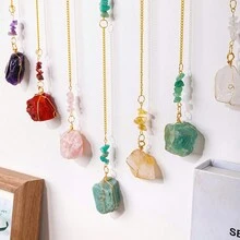 1 Mặt dây chuyền pha lê tự nhiên Chakra Mặt dây chuyền đá chữa bệnh thô Yoga Chakra Năng lượng Đá quý Quà tặng trang trí - Mặt dây chuyền đá thô - Xem 5