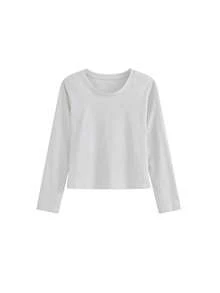 American Style Women Slim Fit Crew Neck T-Shirt, Autumn