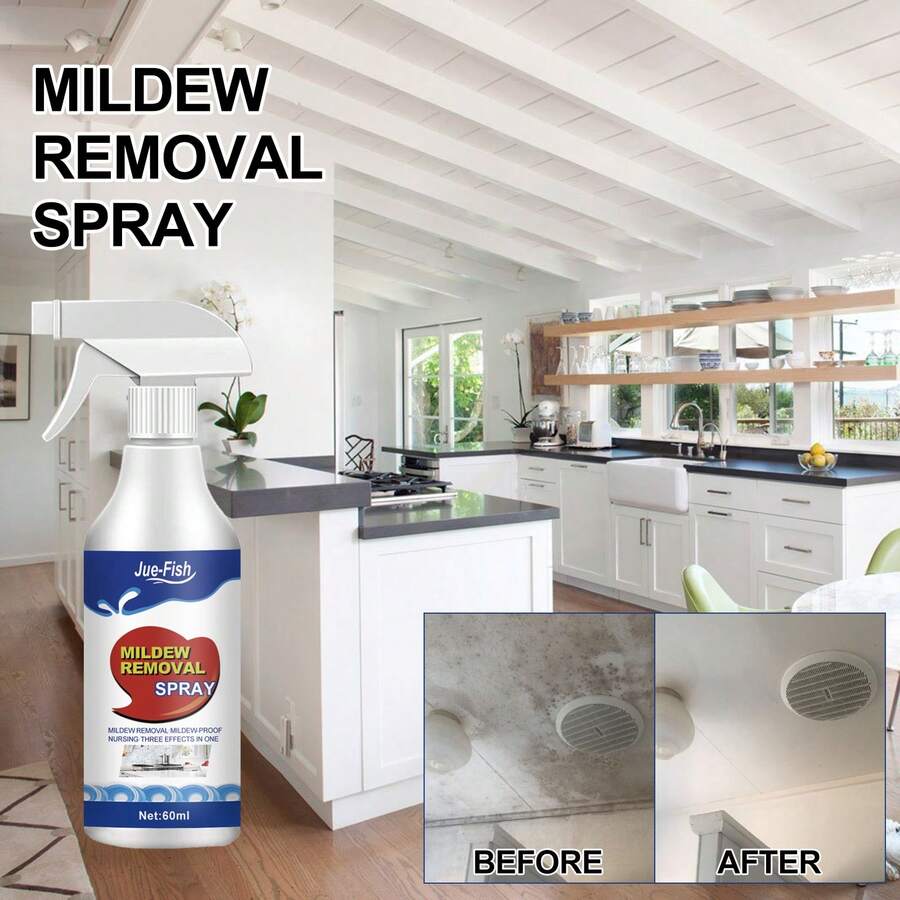 Jue-Fish Mold Remover Spray - 60ml/2.03oz, Effective Mold Cleaner For Walls, Bathrooms, Toilets & Sinks, Easy-To-Use Anti-Mold Spray - 60毫升/2.03盎司 - 查看 1