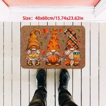 1pc Autumn Theme Doormat, Dwarf Autumn Element Pattern Slip-Resistant Outdoor Decorative Carpet Mat, Thanksgiving & Halloween Decor, Home Autumn Decoration